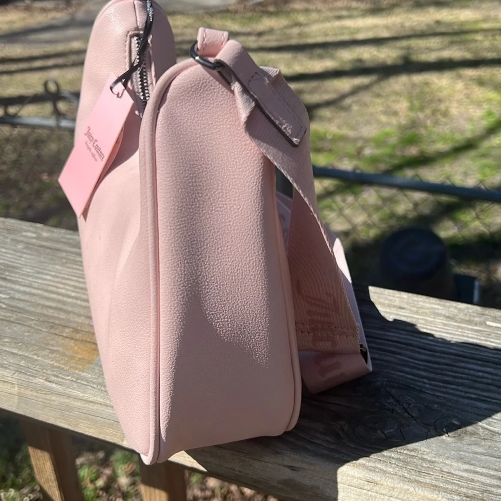 Juicy Couture Pink zip top Obsession Handbag with rhinestone logo